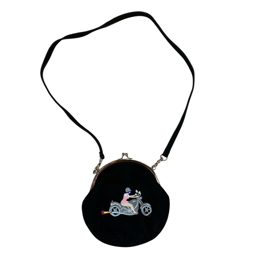 YIZI Vintage Velvet Embroidery Women Messenger Bags In Semi-circle, o/s - Picture 2 of 5